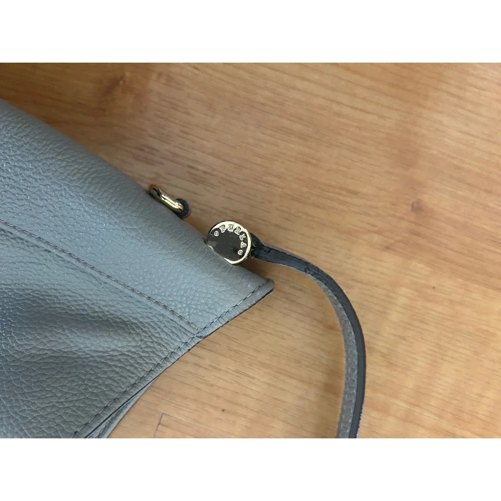 Furla Taupe Pebbled Leather Hobo Shoulder Bag Gold Hardware Large